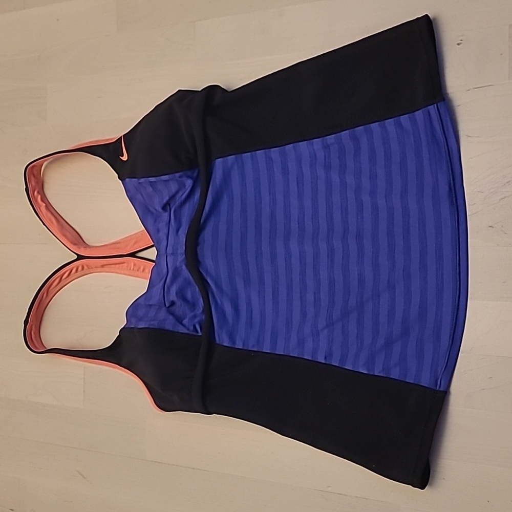 EUC NIKE Purple, Black, and Sherbert Swim Razorback Tankini Top